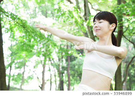 Fitness female yoga Pilates exercise 33946899