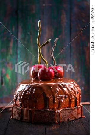 Cake with red apples 33947463