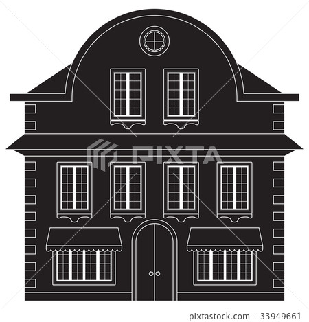 Old european city house. Black outline drawing 33949661