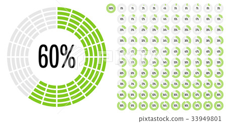 Set of circle percentage diagrams from 0 to 100 33949801