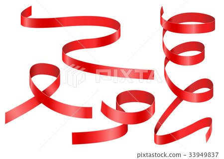 Ribbon scrolls. Red shiny decorations 33949837