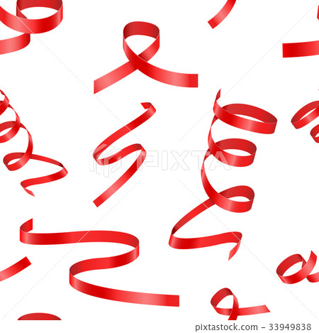 Red ribbon serpentine. Decoration streamers 33949838