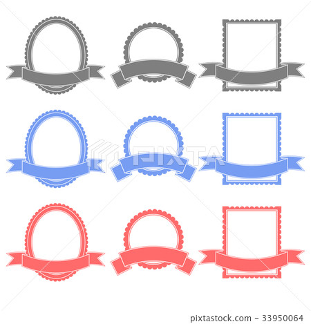 Labels with ribbon banner. Colored set Labels with ribbon banner. Colored set 33950064