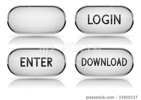 White oval buttons with metal frame 33950157