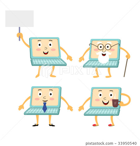 vector flat funny laptop man character set vector flat funny laptop man character set 33950540