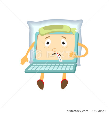 vector flat funny laptop sick character vector flat funny laptop sick character 33950545