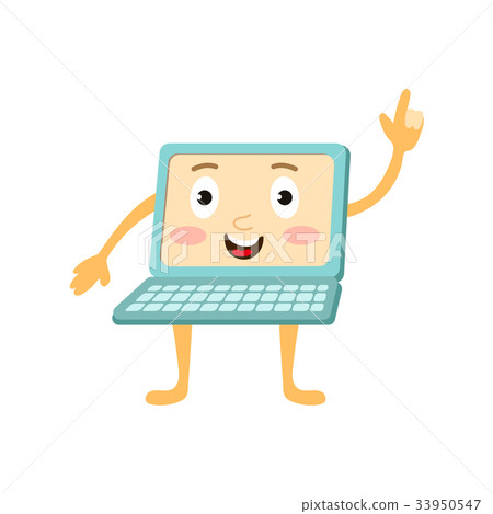 vector flat funny laptop character points out 33950547