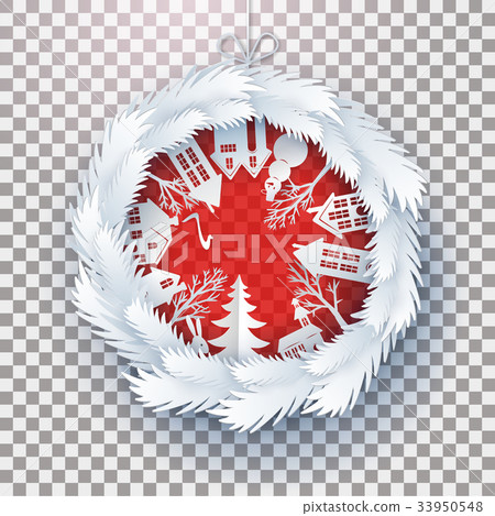 Christmas decorated ball on transparent 33950548