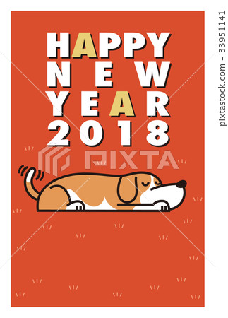 2018年新年卡模板_Drowsy Beagle_Supplemented Space Free_ver.Red 33951141
