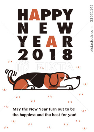 2018 New Year Card Template_Drowsy Beagle_Included with English_Ver.White 33951142