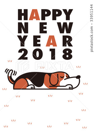 2018年新年卡模板_Drowsy Beagle_Supplemented Space Free_ver.White 33951144