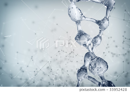3d illustration of DNA molecule model from water. 3d illustration of DNA molecule model from water. 33952428
