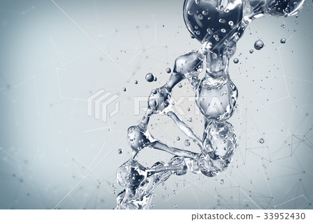 3d illustration of DNA molecule model from water. 3d illustration of DNA molecule model from water. 33952430