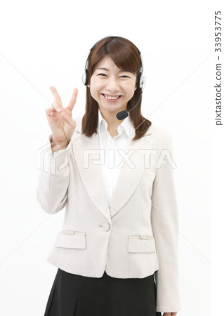 女商人休閒西裝女性白色背景收入 33953775