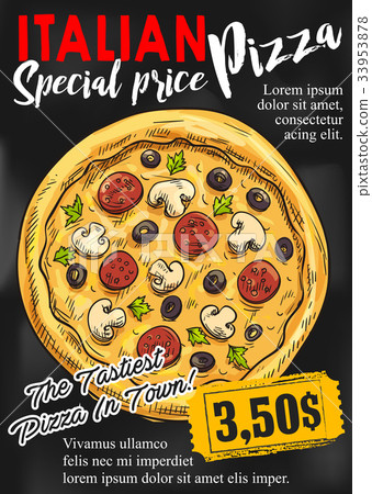 Pizza chalkboard poster for fast food design 33953878