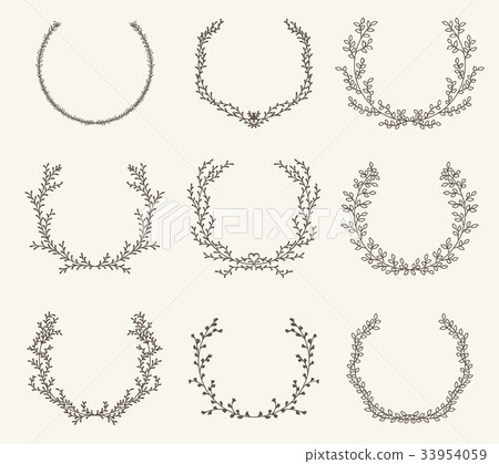 Vector set of border circle frame - vintage style 33954059