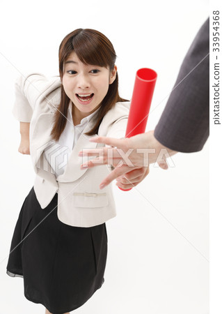 Business woman suit woman white back baton touch 33954368