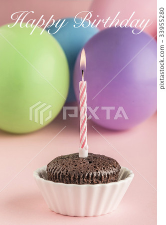 Small birthday cake with one candle Small birthday cake with one candle 33955280