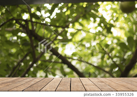 Brown wooden on front and nature background 33955326