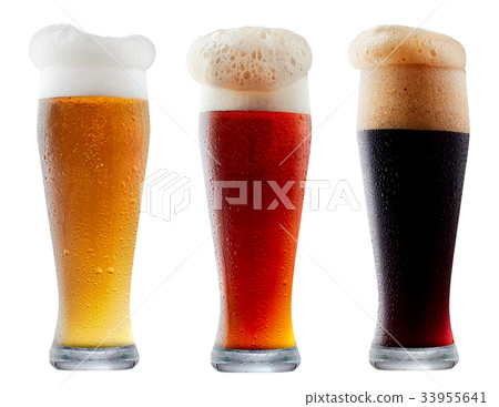 Mug collection of frosty beer with foam Mug collection of frosty beer with foam 33955641