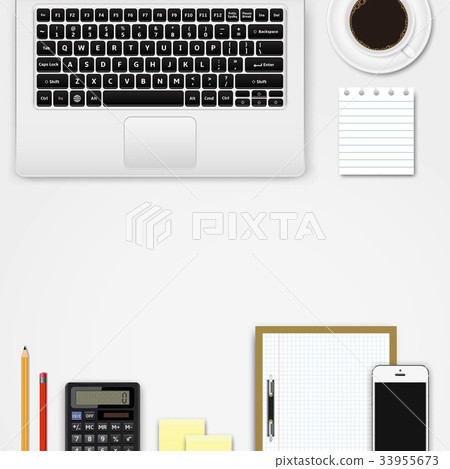 Workspace top view, desk with copy space Workspace top view, desk with copy space 33955673