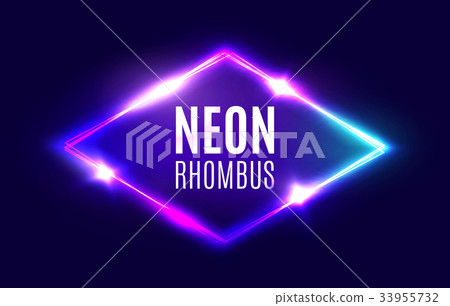 Night Club Neon Rhomb. 3d Retro Light Lozenge Sign 33955732