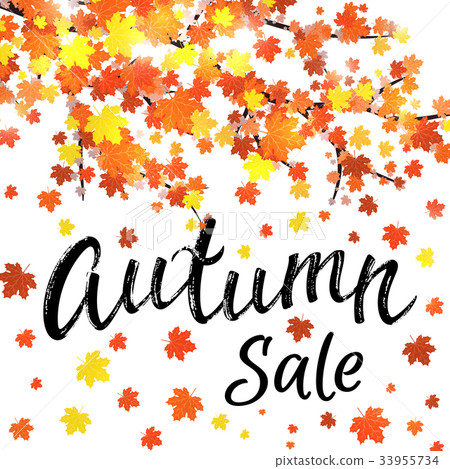 Autumn sale lettering banner design. Seasonal Autumn sale lettering banner design. Seasonal 33955734