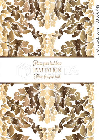 Vector luxury foliage with gold floral pattern Vector luxury foliage with gold floral pattern 33956748