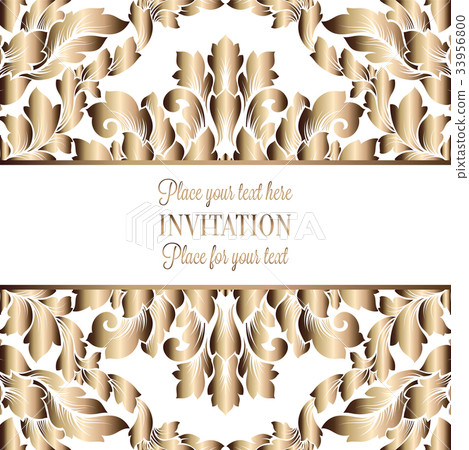 Vector luxury foliage with gold floral pattern Vector luxury foliage with gold floral pattern 33956800