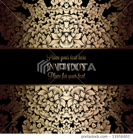 Vector luxury foliage with gold floral pattern 33956803