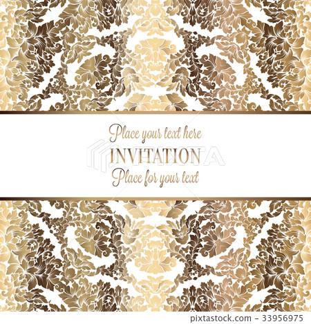 Vector luxury foliage with gold floral pattern 33956975