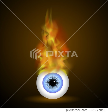 Vector Burning Blue Eye with Fire Flame Vector Burning Blue Eye with Fire Flame 33957046