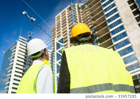 Architects visiting construction site Architects visiting construction site 33957285