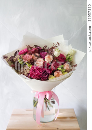 floral composition with roses and mix flowers in floral composition with roses and mix flowers in 33957350