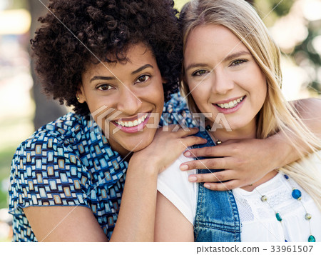 Two women friends in park 33961507