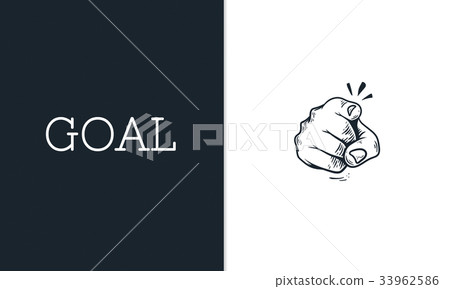 Illustration of pointing finger with motivated aspirations 33962586