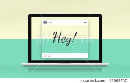 Network connection graphic overlay background on computer Network connection graphic overlay background on computer 33962707