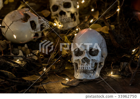 Skull and scary scene for Halloween 33962750