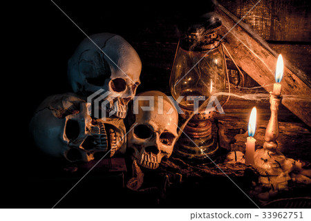 Skull and scary scene for Halloween Skull and scary scene for Halloween 33962751