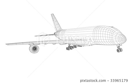 Airplane in wire-frame style Airplane in wire-frame style 33965179