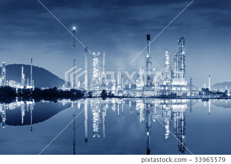 Landscape of oil refinery plant at twilight scene 33965579