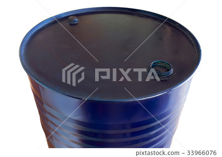 Two hundred liter oil barrels blue color 33966076