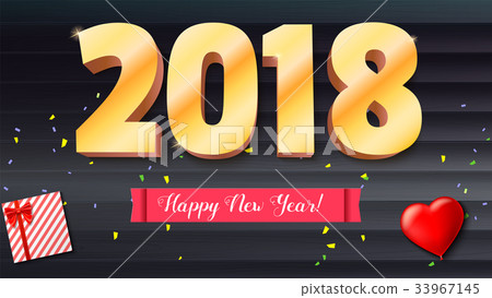Happy New Year 2018. Volumetric numbers from gold Happy New Year 2018. Volumetric numbers from gold 33967145