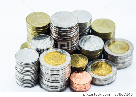 coin stack isolated on white coin stack isolated on white 33967146