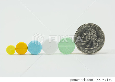 Medicine and money on white background Medicine and money on white background 33967150