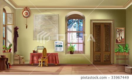 Interior of an empty vintage room on a sunny day Interior of an empty vintage room on a sunny day 33967449