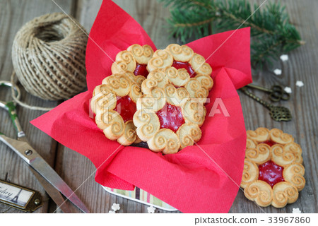 Christmas cookies with jam 33967860