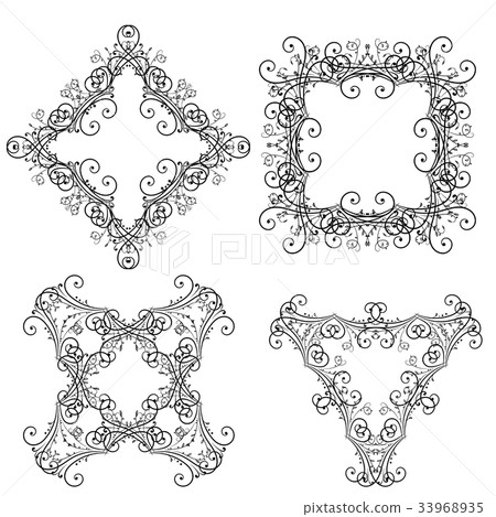 Black ornaments. Vintage frames and decorations 33968935