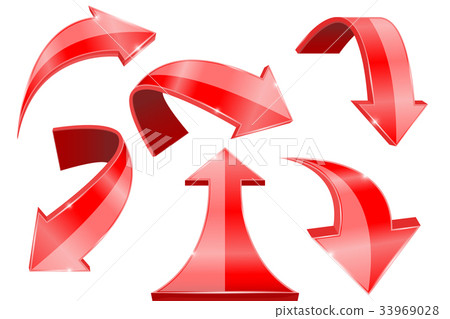Red arrows. Collection of curved web icons Red arrows. Collection of curved web icons 33969028