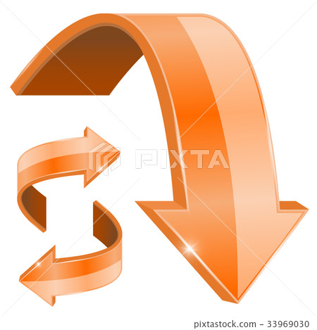 Orange arrows. Bent shiny icons 33969030